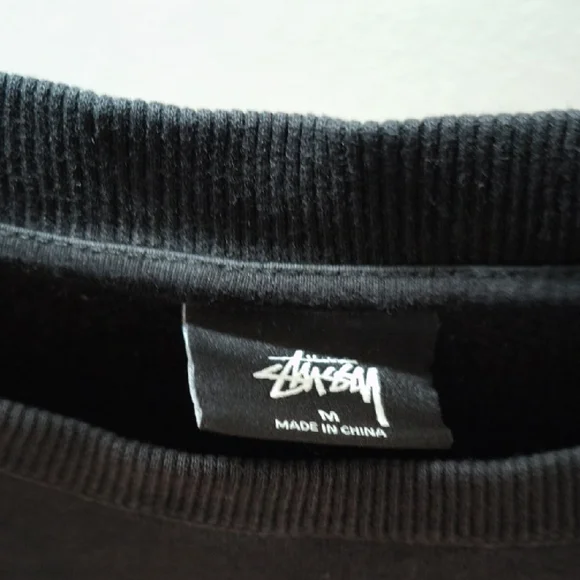 Stussy Black Crewneck Sweater with Gold Logo - Picture 2 of 4